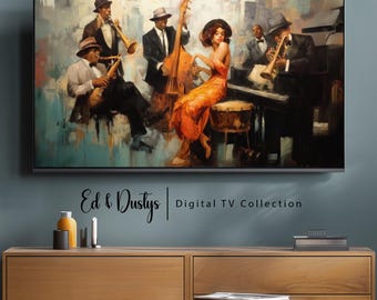 Samsung Frame TV Abstract Art, Modern Art, Jazz Band, Colorful Painting, LG TV Art, Digital Download, Black History Month, African Life Art
