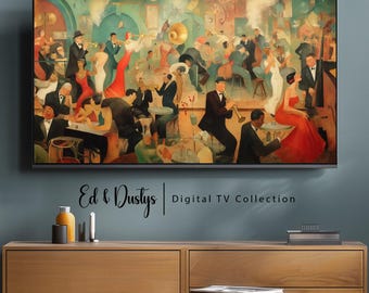 Samsung Frame TV Abstract Art, Modern Art, Jazz Band, Colorful Painting, LG TV Art, Digital Download, Black History Month, African Art