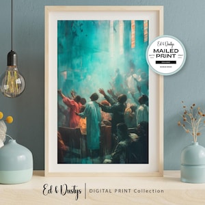 Print and Ship Vintage Oil Painting, African American People, Black Church Art, Portrait Print, Black History Month, Home Decor