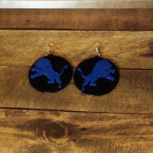 Pendientes redondos inspirados en los Detroit Lions: PETG impreso en 3D / Joyas para fanáticos del día del juego