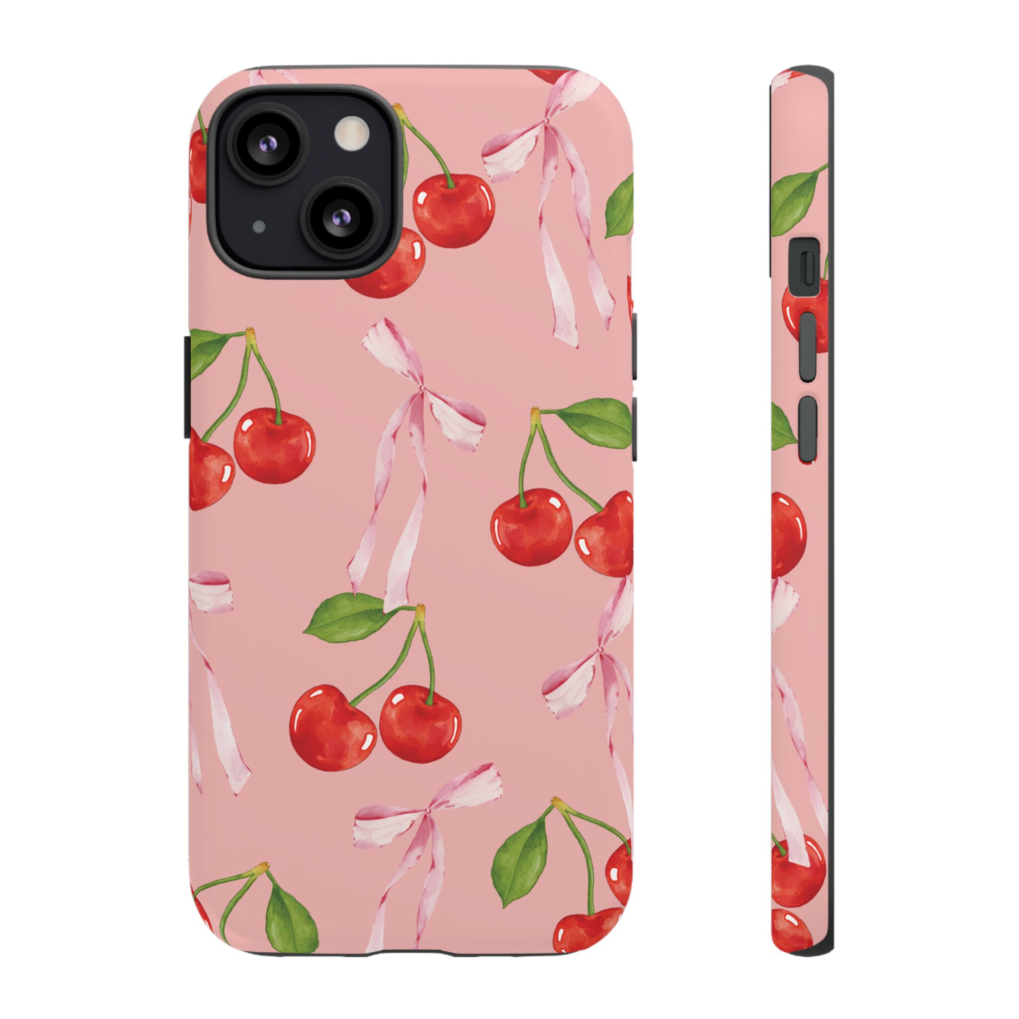 Cherry Blossom Elegance Phone Case Cute Cherries and Bows Design