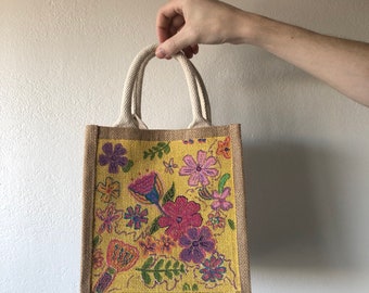 Original acrylic Hand painted tote bag
