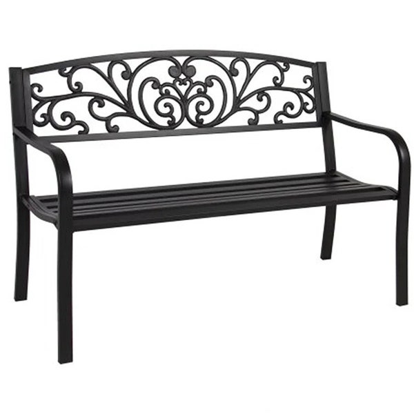 Carennac Metal Outdoor Bench, Patio Chair, Outdoor Decor