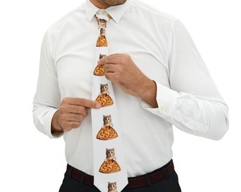 pizza cat Necktie, office humour, fancy dress, cat meme, fun tie
