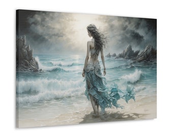 Turquoise Horizon: Ocean and Sky Oil Painting Canvas