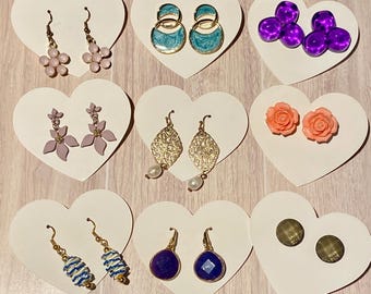Unique VINTAGE 80s and 90s Earrings for pierced ears, costume jewelry, dangles, sparkle, groovy
