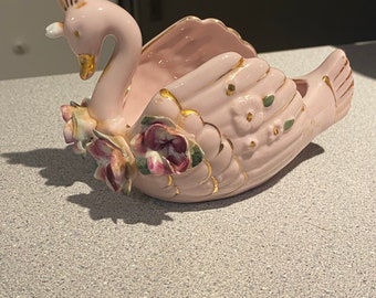 Lovely Vintage Pink Swan Trinket Dish