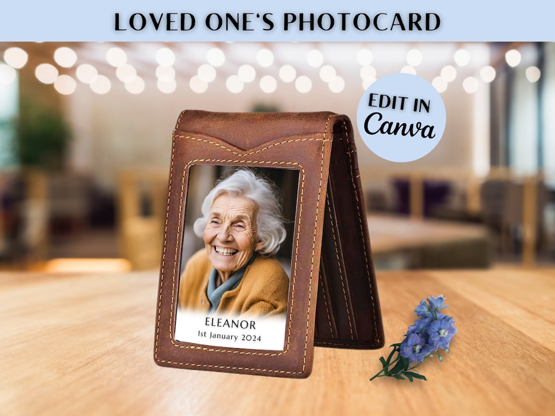 Printable Loved One's Photocard Memorial Keepsake, Funeral Memento