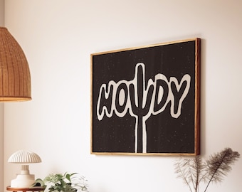 Howdy Wall Art, Printable Art, Cowboy Wall Art, Howdy Poster, Howdy Typography Art, Retro Wall Decor, Western Howdy Print, Howdy Word Print