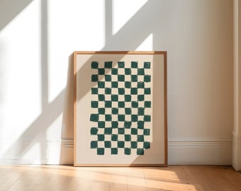 Checkered art print, Minimal wall print, Painted wall art, vintage wall art, trendy wall art, Checkered poster, Wall art for kitchen, print