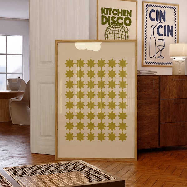 Stampa artistica con stelle, stampa da parete minima, arte da parete con motivi, arte da parete vintage, arte da parete alla moda, poster stellare, arte da parete per cucina, stampa