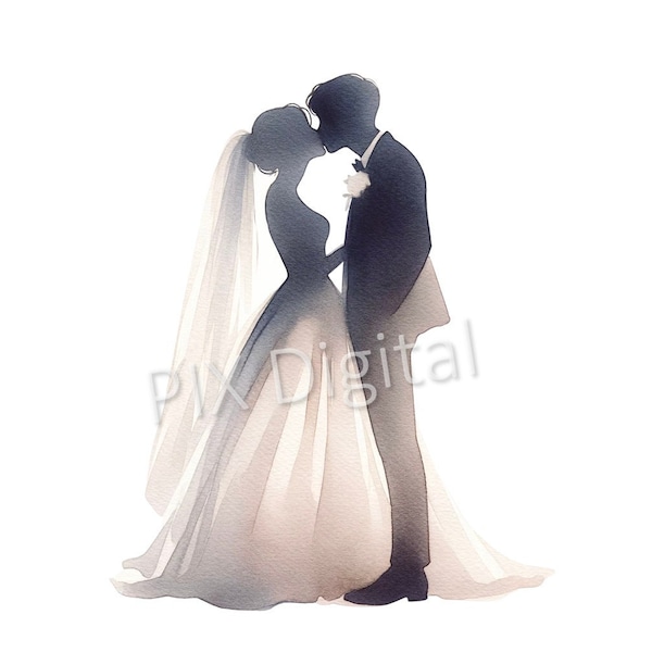 Mysterious Wedding Shadow - Digital Image Wedding PNG, Clipart Shadow Wedding, High Quality PNGs, Digital Art png, DTF Transfer, Wedding PNG