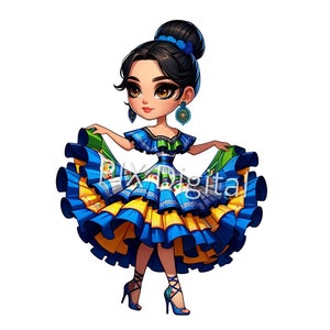 Vibrant Bellas - Digital Image PNGs, Clipart Folklorico, High Quality PNGs, DTF Transfer, Folklorico PNG, Commercial Use