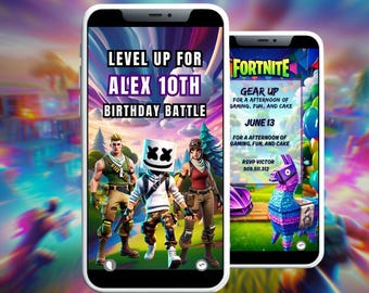 Join the Battle Royale Fort Night, Birthday Bash - Digital Invitation Video MP4, Customize Fort Night Birthday Invite, Editable Invitation
