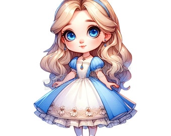 Down the Rabbit Hole - 5 Digital Images, PNGs, Clipart Alice with Rabbit, Digital Art Alice and Wonderland, DTF Transfer, Commercial Use