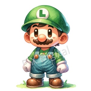 Cute Baby Luigi, Super Mario - Digital Image PNG, Luigi Clipart, High Quality Luigi PNGs, Digital Art png, DTF Transfer, Commercial Use