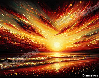 Magical Sunset - 7 Digital Images, Printable, JPGs, Abstract Art, Pointillism Sunset, Digital Sunset, Prints, Abstract Sunset Digital Print