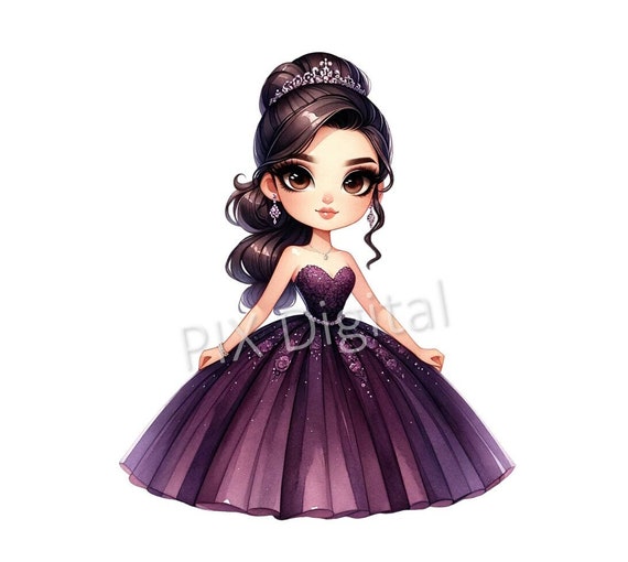 Purple Grape Princess Clipart  Digital PNG Image, DTF Transfer - Etsy