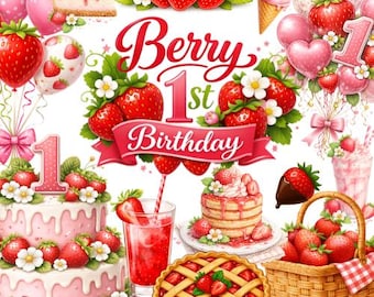 Sweet Straw - Berry First Birthday 31 Clipart