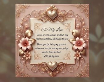 Elegant Valentine's Day Invitation - Digital Image Invitation, Pink and Gold Valentines Day JPG Invite, Valentine Day Invite, Commercial Use