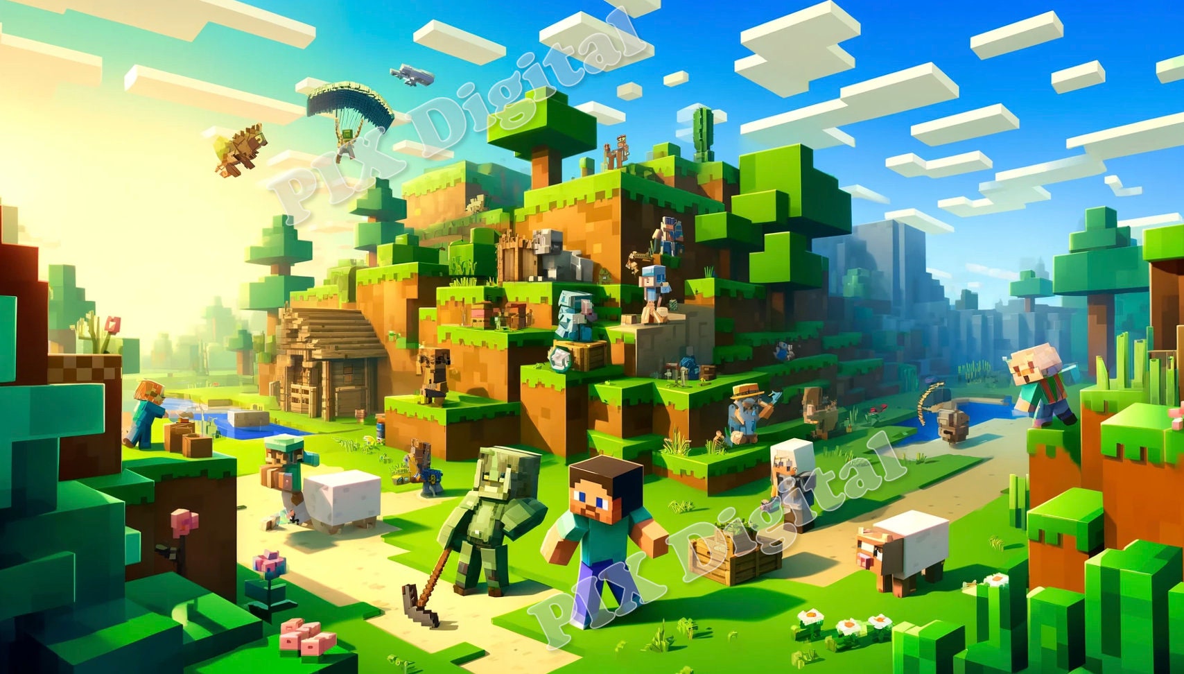 マインクラフトの世界 - 5 つのデジタル画像、マインクラフトの画像、印刷可能なマインクラフト アート、壁アート マインクラフト、室内装飾、デジタル  アート マインクラフト - Etsy 日本