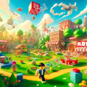 Colorful World of Roblox - 6 Digital Images JPG, Digital Roblox, Poster ...