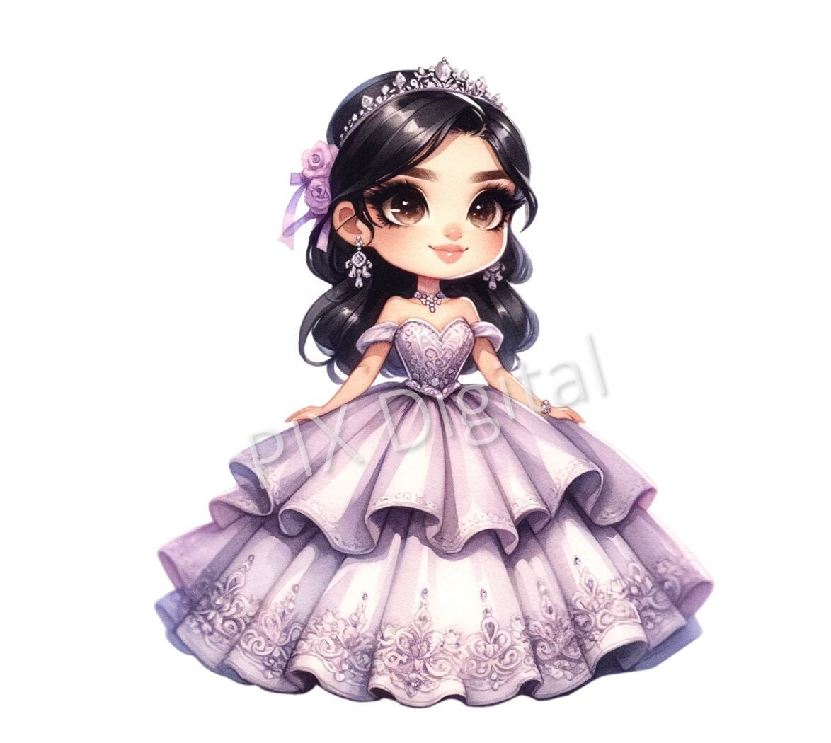 Lavender Princess Digital Art  Purple Gown Clipart (PNG, DTF) - Etsy Norway