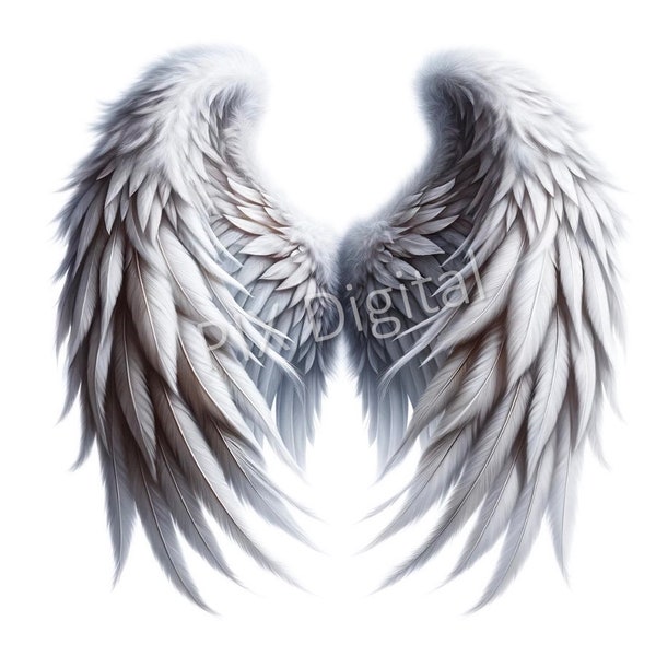 Angel Wings Feathers Under His Wing - Digital Image PNG, Instant Download Clipart, High Quality PNGs, Digital Art png, DTF Transfer, PNG