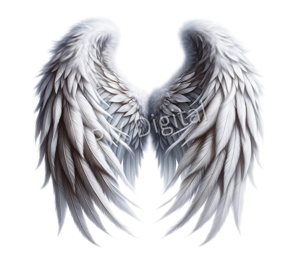 Angel Wings Feathers Under His Wing - Digital Image PNG