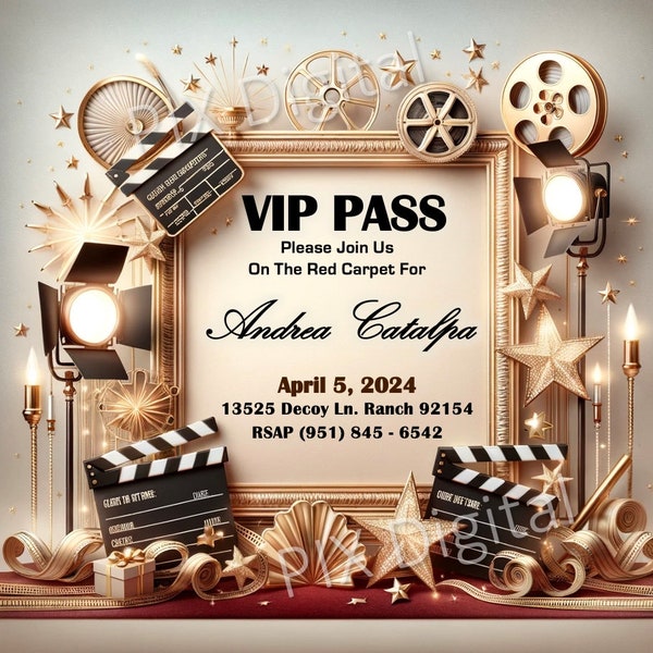 Stunning Movie Theater - Digital Image Invitation, Digital Theater JPG Invitation, Movie Invite, Digital Theater Invitation, Commercial Use