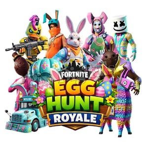 Personaggi di Egg Hunt Royale Fort Night per Pasqua - 33 immagini digitali, PNG di Pasqua, clipart, DTF, uso commerciale