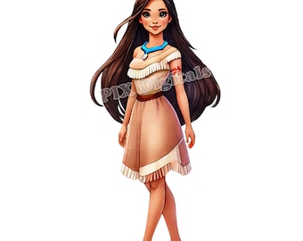 Beautiful Pocahontas Clipart - 5 Digital Images, Pocahontas Clipart, Moana PNG, John Smith Clipart,  Pocahontas Printable, Commercial Use