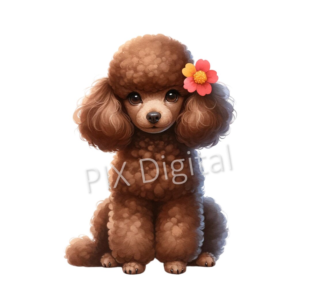 Adorable Brown Poodle Clipart – PNG Digital Image - Etsy