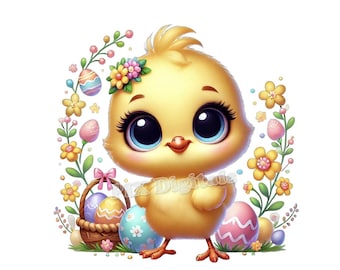 Easter Chicks Clipart Collection - 7 Digital Images, Easter PNGs, Clipart Chick, DTF, SVG, Easter PNGs, Commercial Use