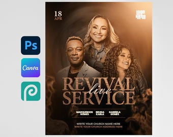 Editable Canva Church Event, canva church flyer | program Flyer Template, Editable in Photoshop, revival, ceremony | DIY Event poster, PSD
