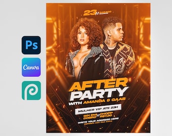 Editable Canva Template, Club flyer canva, Editable PSD, Event Flyer Template, photoshop party flyer, night club party flyer, premade flyer
