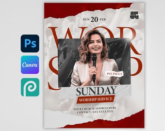 Editable Church Event Flyer Template: Canva & Photoshop (Digital Download)