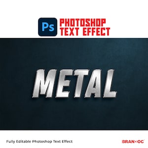 Effet de texte Photoshop Metal : police 3D personnalisable (PSD et JPG)