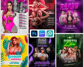 Bundel clubfeest-flyersjabloon: bewerkbaar canvas en Photoshop (10 ontwerpen)