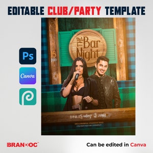 Editable Canva Template, Club flyer canva, Editable PSD, Event Flyer Template, photoshop party flyer, night club party flyer, premade flyer