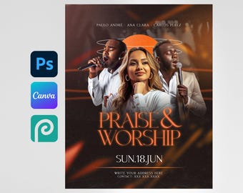 Editable Canva Church Event, canva church flyer | program Flyer Template, Editable in Photoshop, revival, ceremony | DIY Event poster, PSD