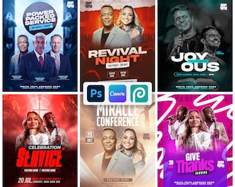 Church Flyer Template Bundle: Canva & Photoshop Editable (Digital Download)