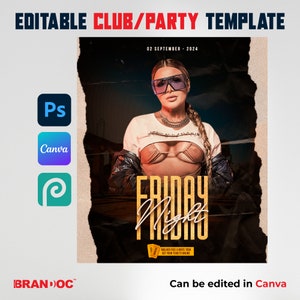 Editable Canva Template, Club flyer canva, Editable PSD, Event Flyer Template, photoshop party flyer, night club party flyer, premade flyer