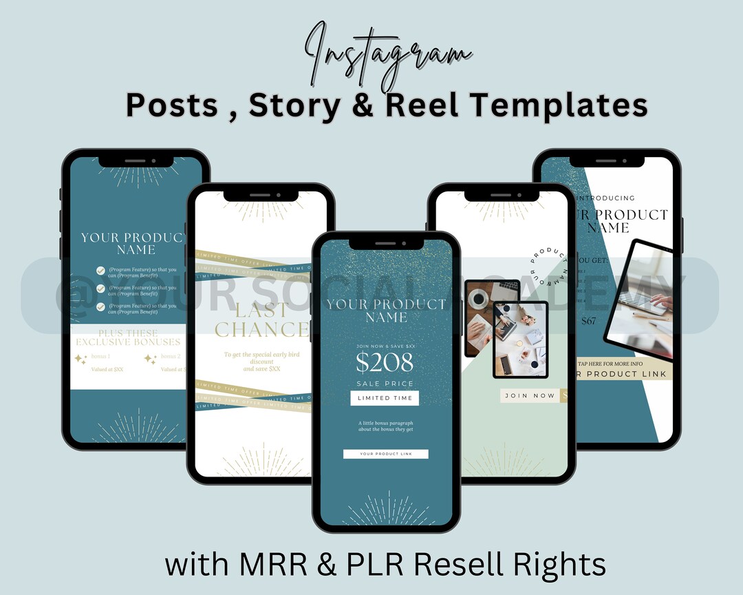 Instagram Posts Story Reel Templates With Master Resell Rights MRR ...