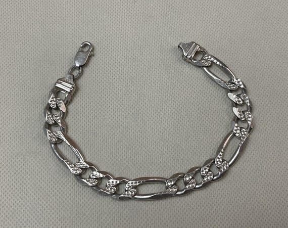 Vtg Mens GM Sterling Silver Figaro Link Bracelet 925 Italy!! 36.5 Grams 9” Inch View 2