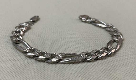 Vtg Mens GM Sterling Silver Figaro Link Bracelet 925 Italy!! 36.5 Grams 9” Inch View 3