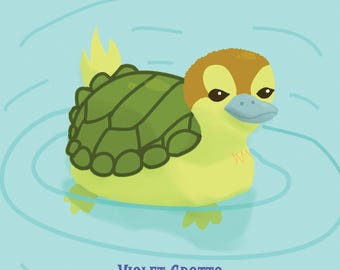 Turtle Duck Print (5x5 inches)