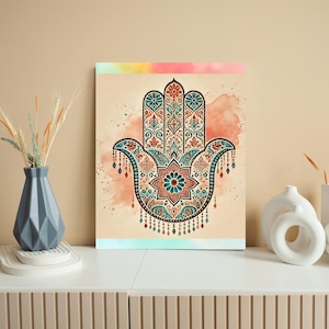 Am Israel Chai, Hamsa, Estrella de David, diseño judío, decoración de pared judía, impresión judía, impresión hebrea, arte hebreo, arte judío, hebreo