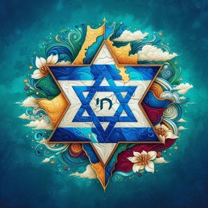 Bandera de Israel, mapa de la Tierra de Israel, Estrella de David, diseño judío, decoración de pared judía, impresión judía, impresión hebrea, arte hebreo, arte judío