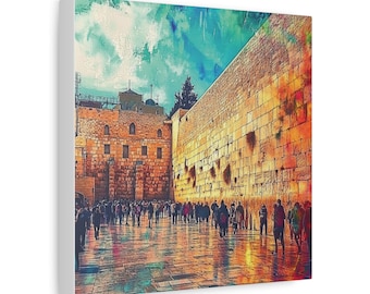 Lienzo del Muro de los Lamentos de Jerusalén / Lámina decorativa judía para el hogar / Arte mural del Kotel / Regalo judaico